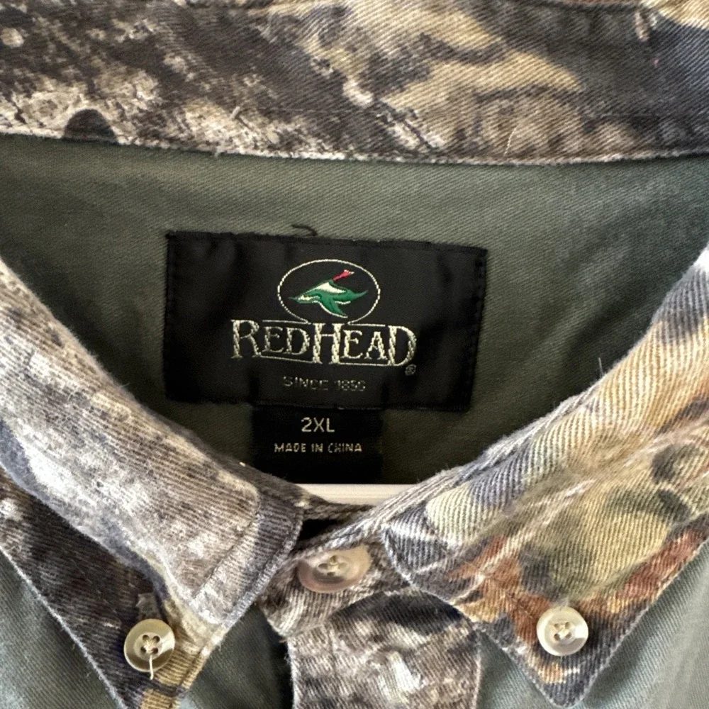 RedHead Realtree Shirt Mens XXL Camo Olive Green Hunting Long Sleeve Heavyweight